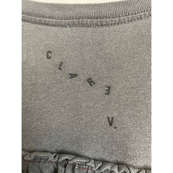 Clare V. Charlotte Ruffle t-Shirt Dress Faded Black gray short sleeve cotton M - Picture 5 of 10